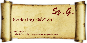 Szokolay Géza névjegykártya