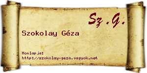 Szokolay Géza névjegykártya